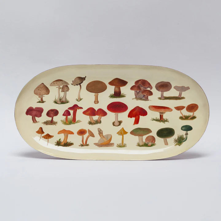 Fungi Oval Enamel Printed Tray