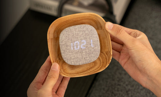 Lumos Square White Ash Rechargeable Clock