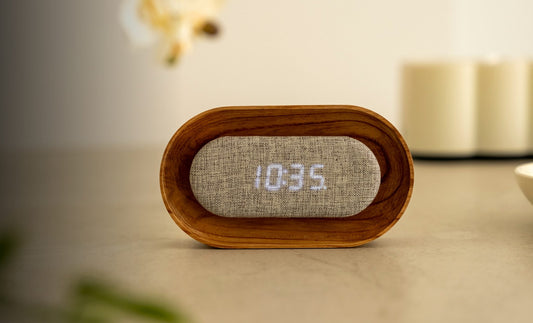 Lumos Oval Walnut Rechargeable Clock
