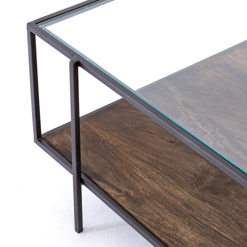 Glass and Wood Coffee Table