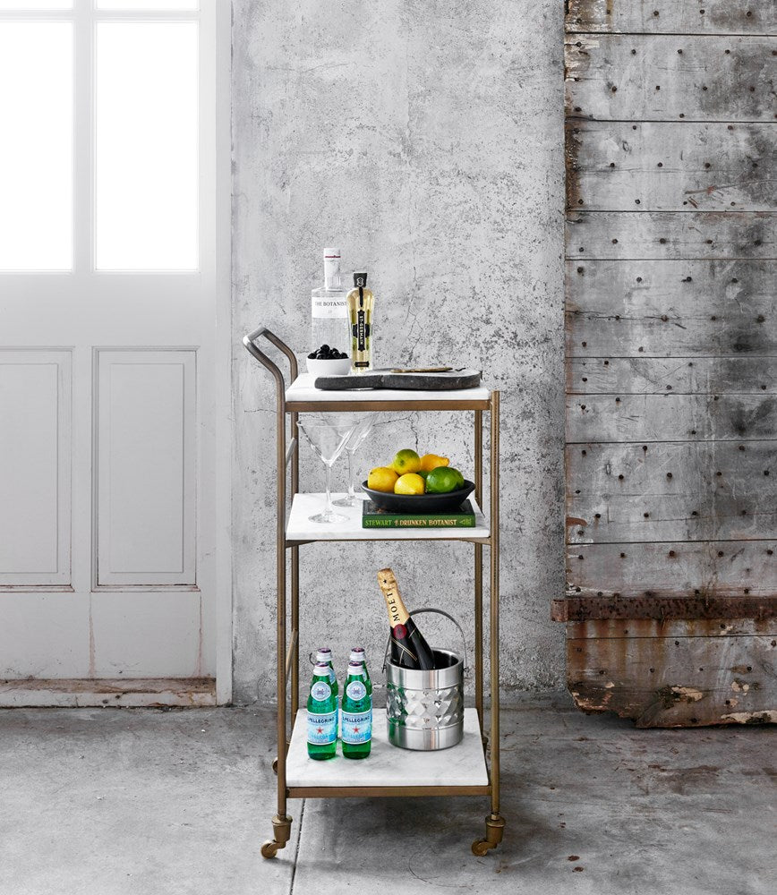Brass and Marble Bar Cart