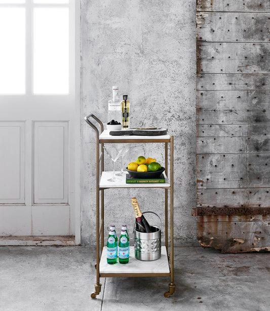 Brass and Marble Bar Cart