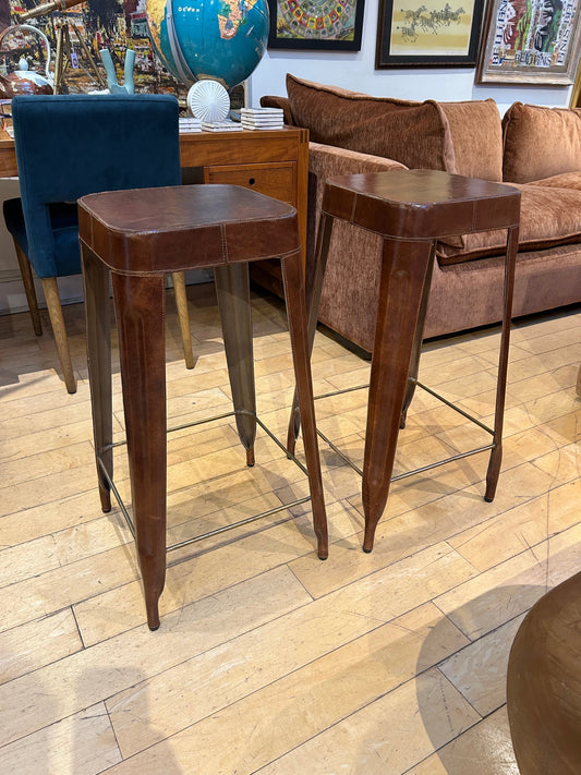 Pair of Leather Bar Stools