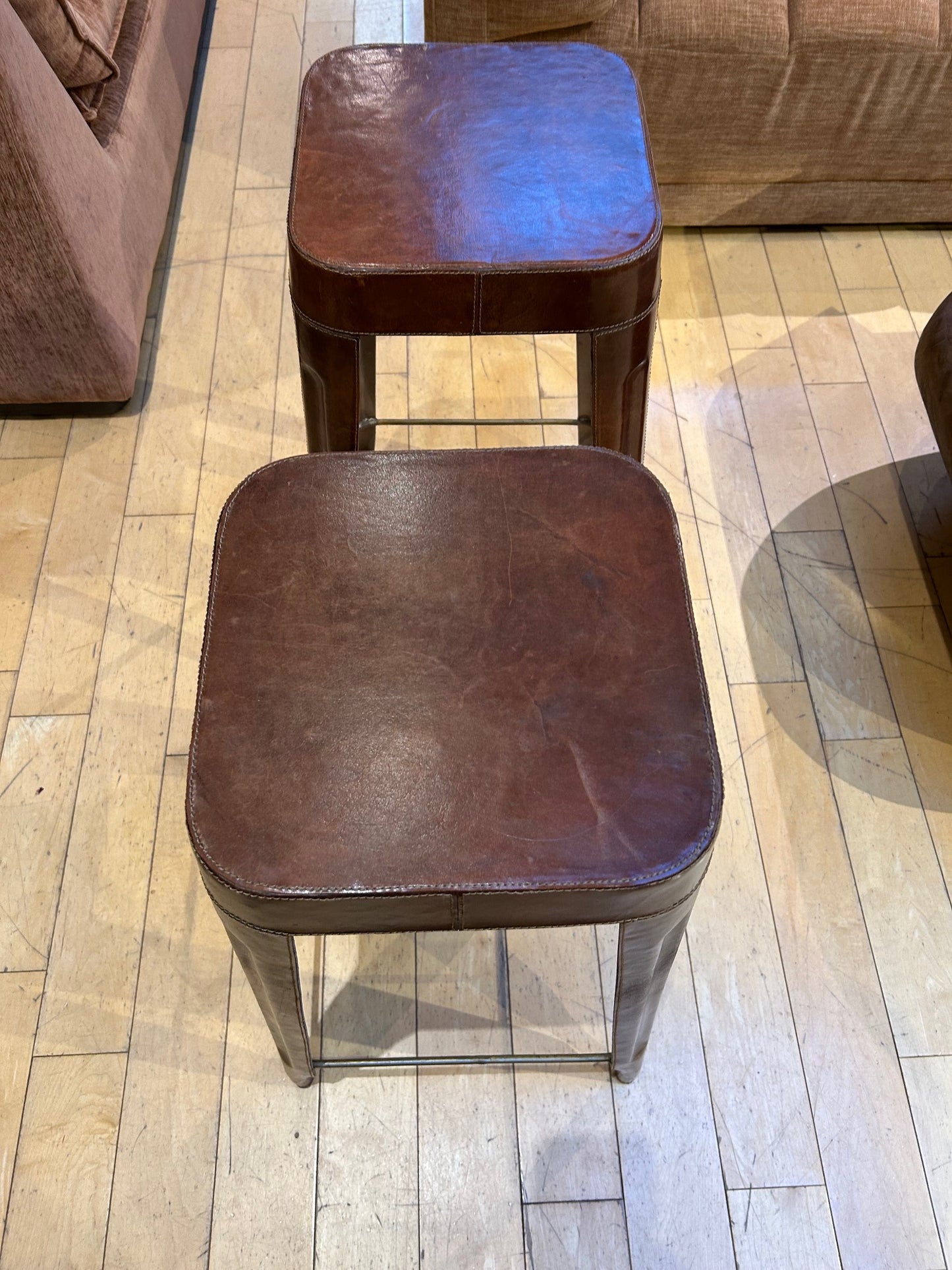 Pair of Leather Bar Stools