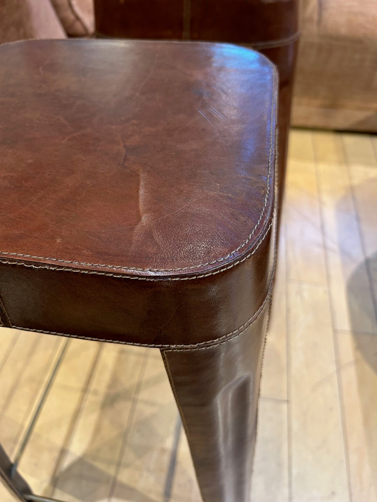 Pair of Leather Bar Stools