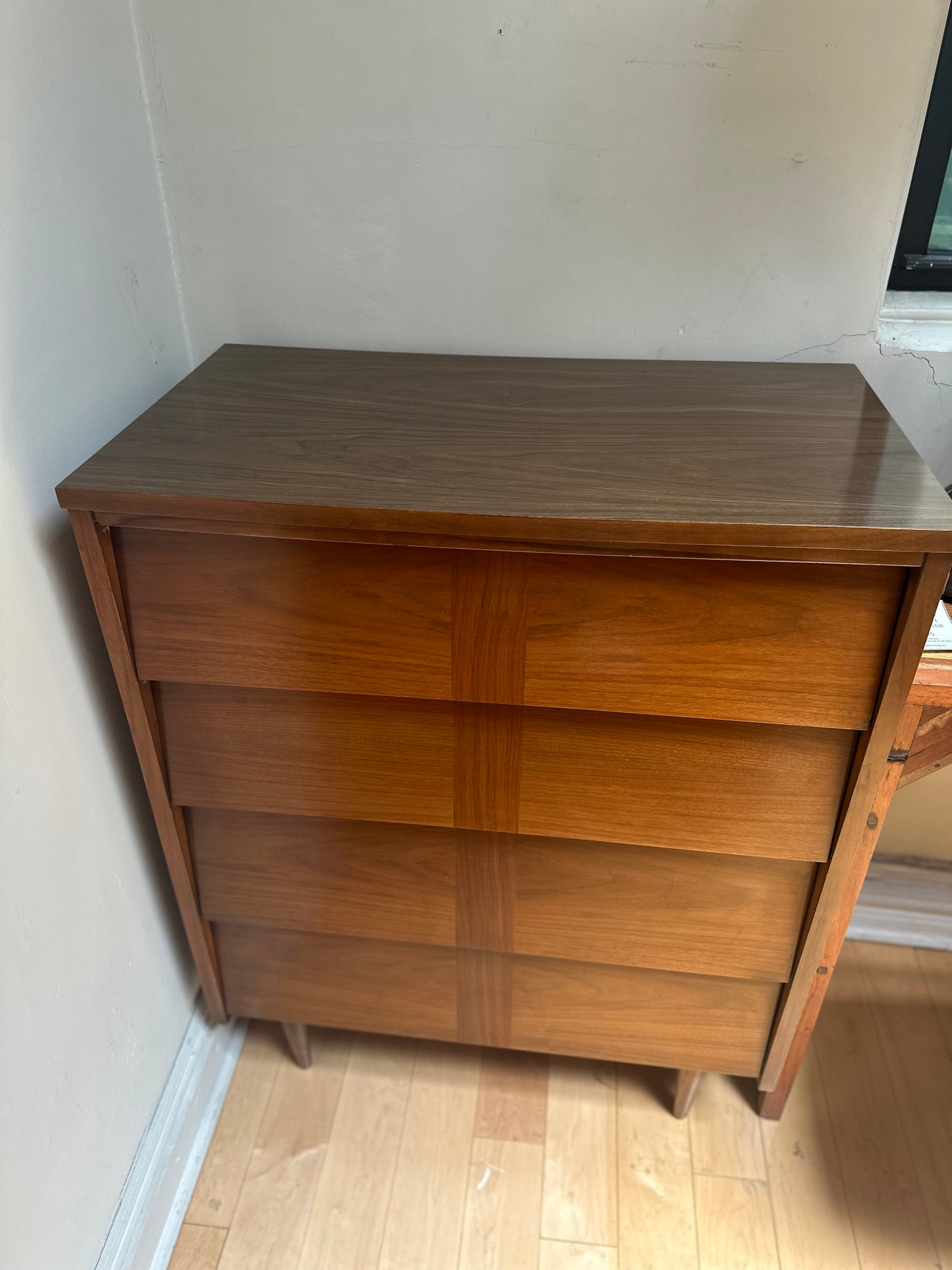 Walnut 4 Drawer Slanted Fronts Dresser