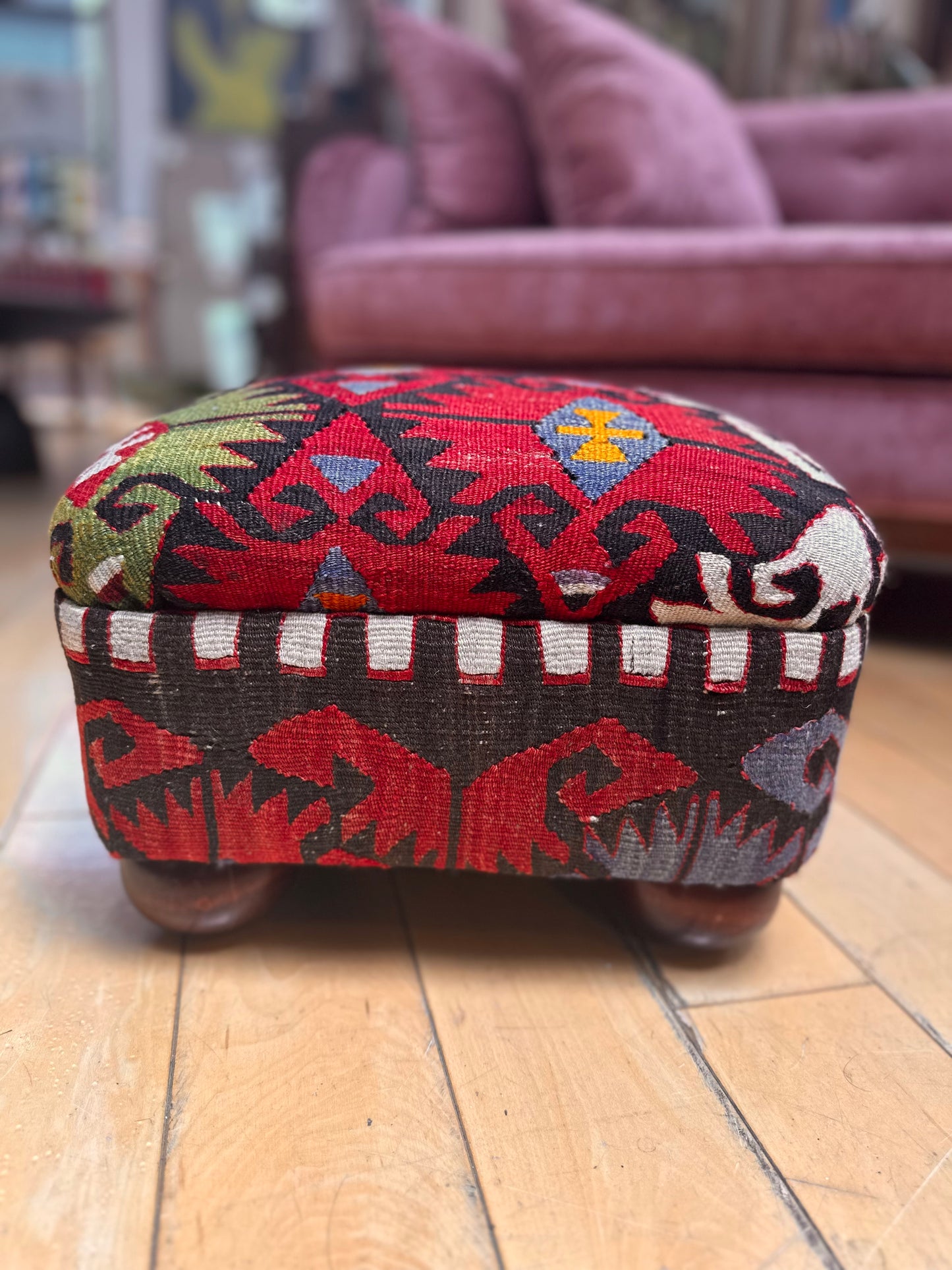 Colorful Textile Upholstered Footstool