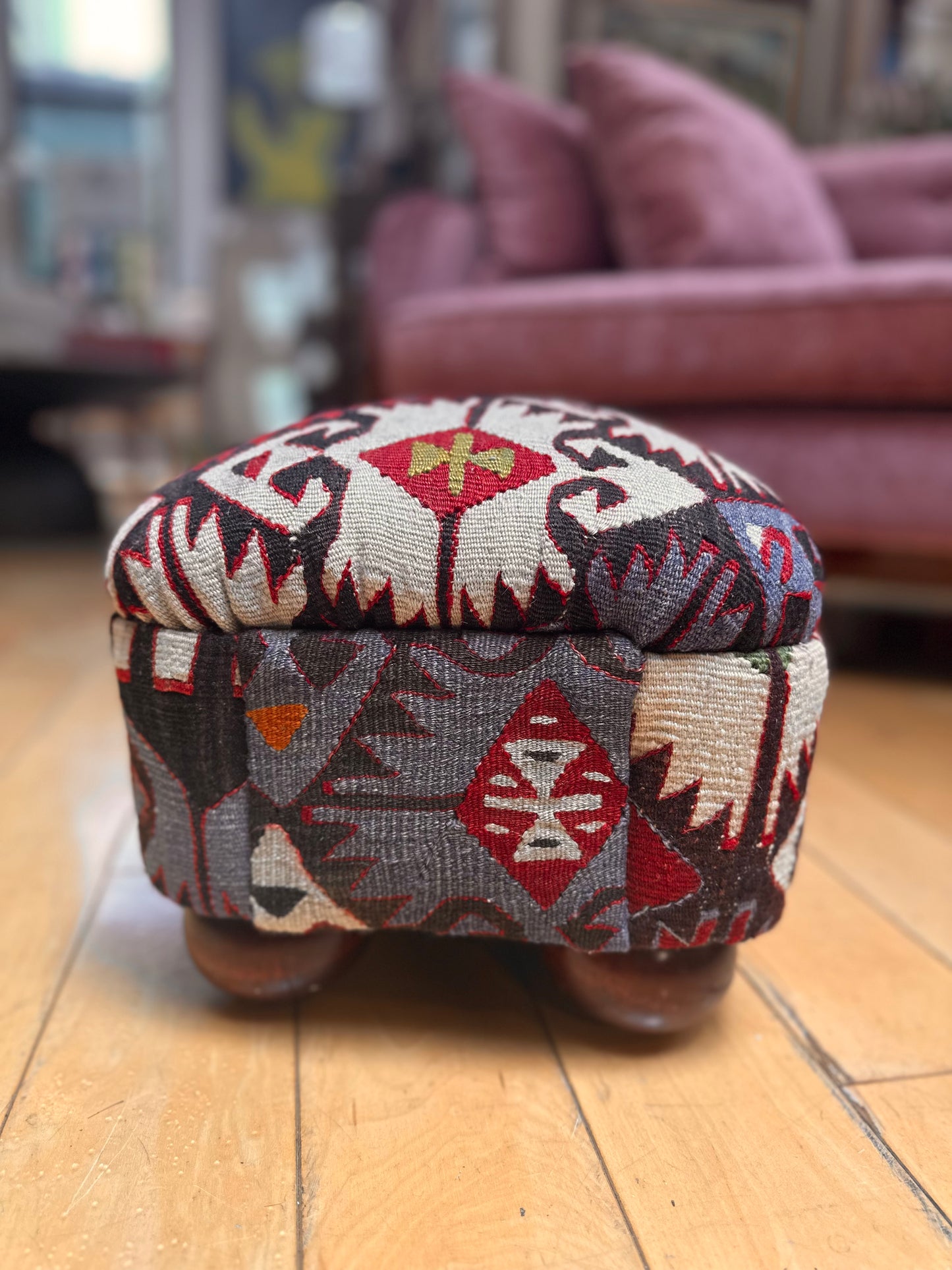 Colorful Textile Upholstered Footstool