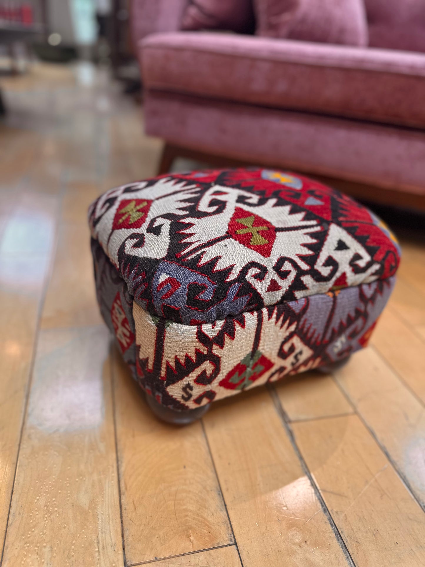 Colorful Textile Upholstered Footstool