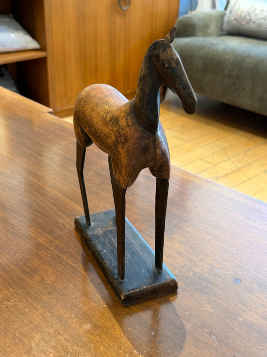 Wood and Metal Horse Figurine