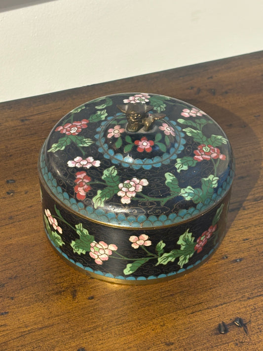 Round Cloisonne Box with Creature Topper