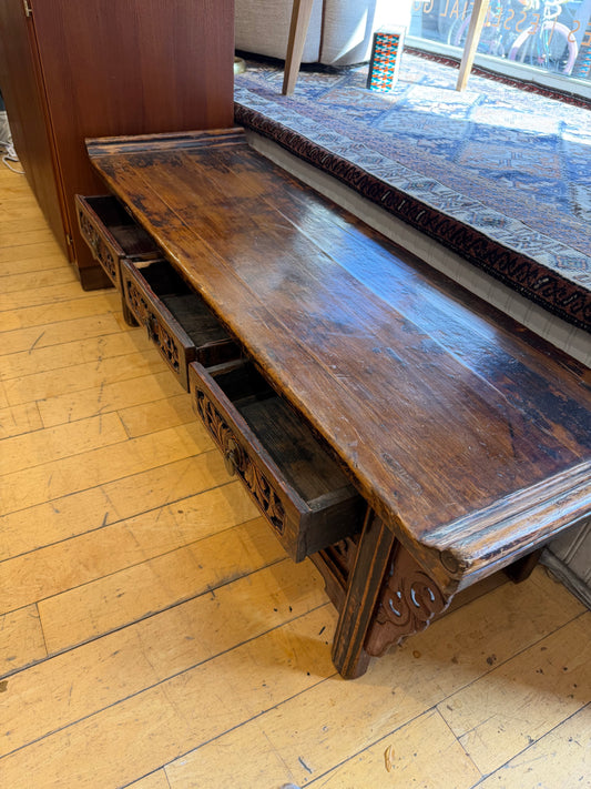 Pagoda Top 3 Drawer Low Console/Bench