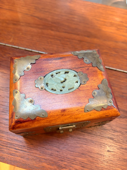 Small Wood & Jade Jewelry Box