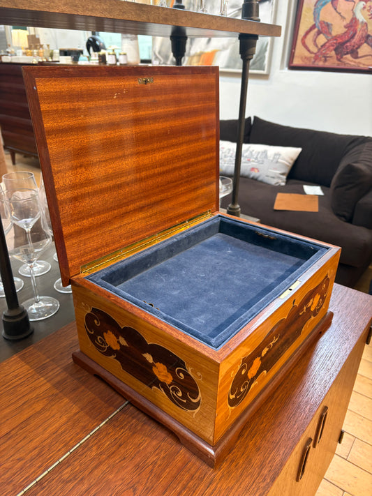 Large Vintage Inlaid 3 Tier Jewelry Box