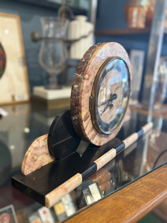 Deco Marble Clock with Winding Key