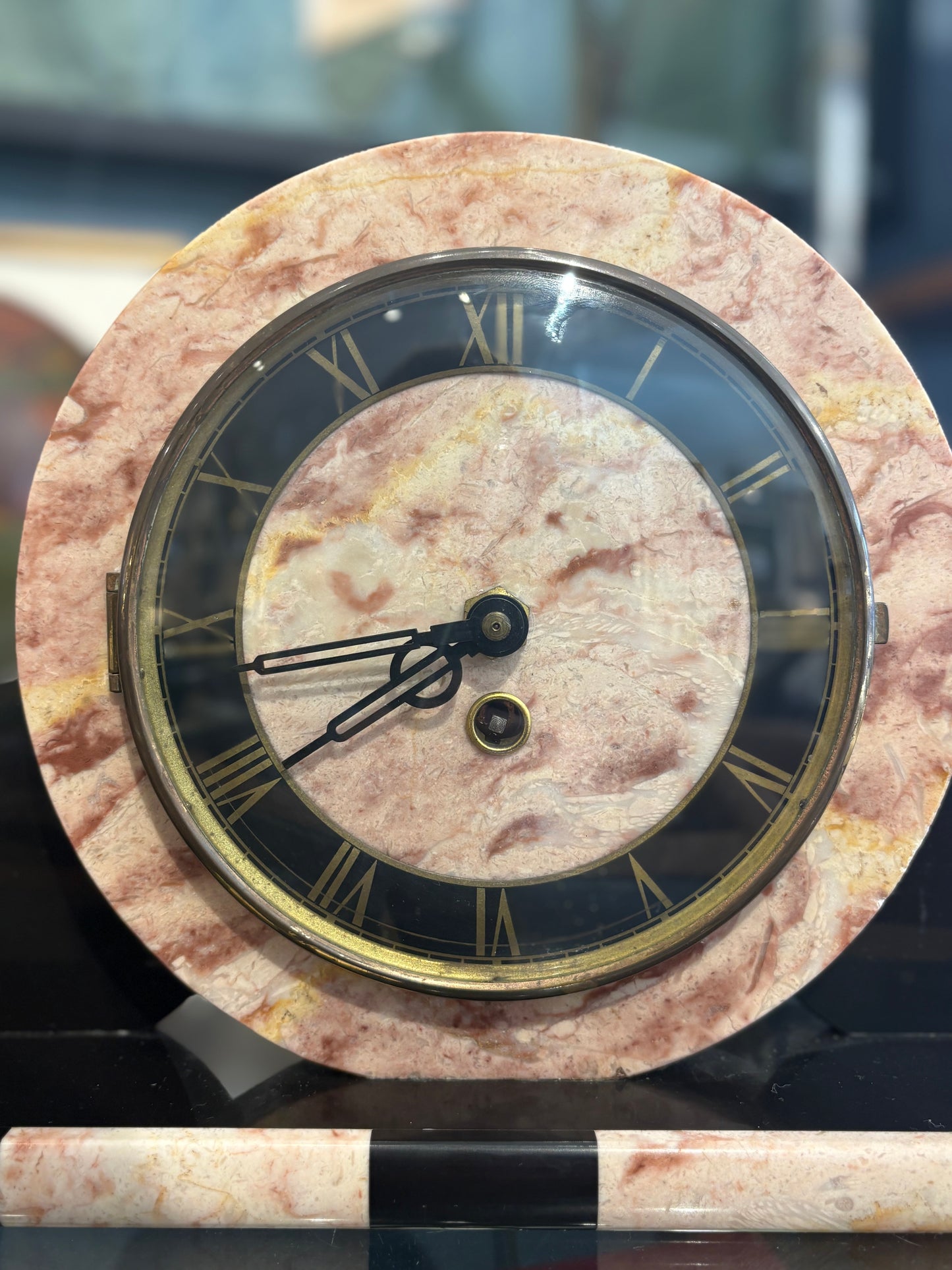 Deco Marble Clock with Winding Key