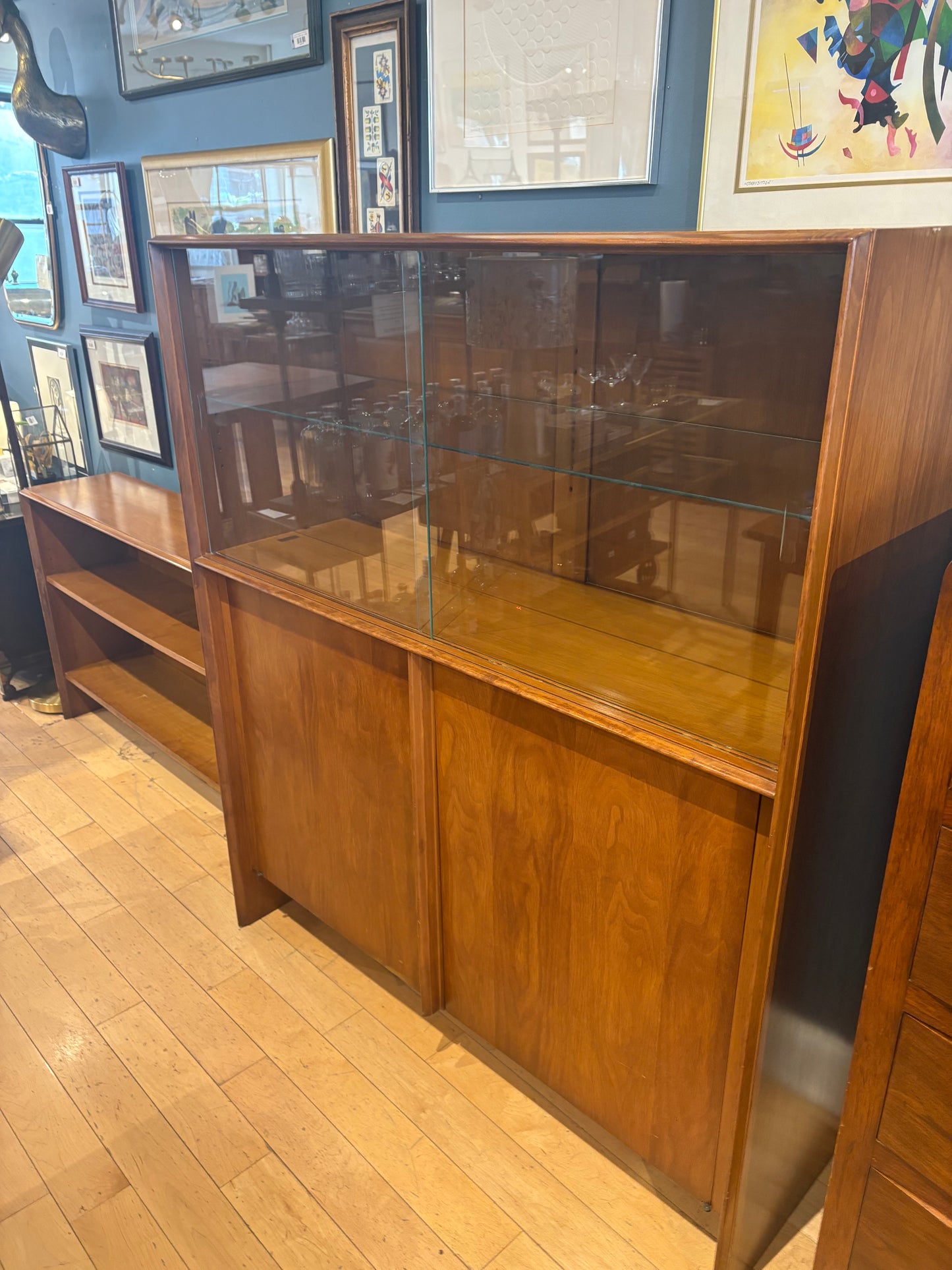 Cabinet with Sliding Glass Door Shelf