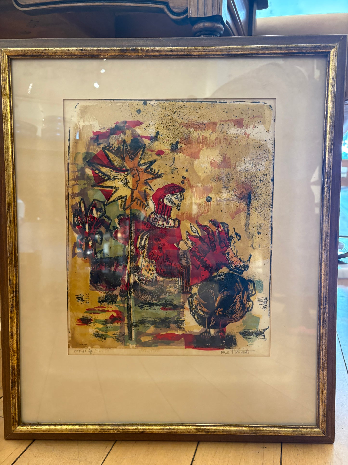 '66 Signed "Sometime" Abstract Man on Boar