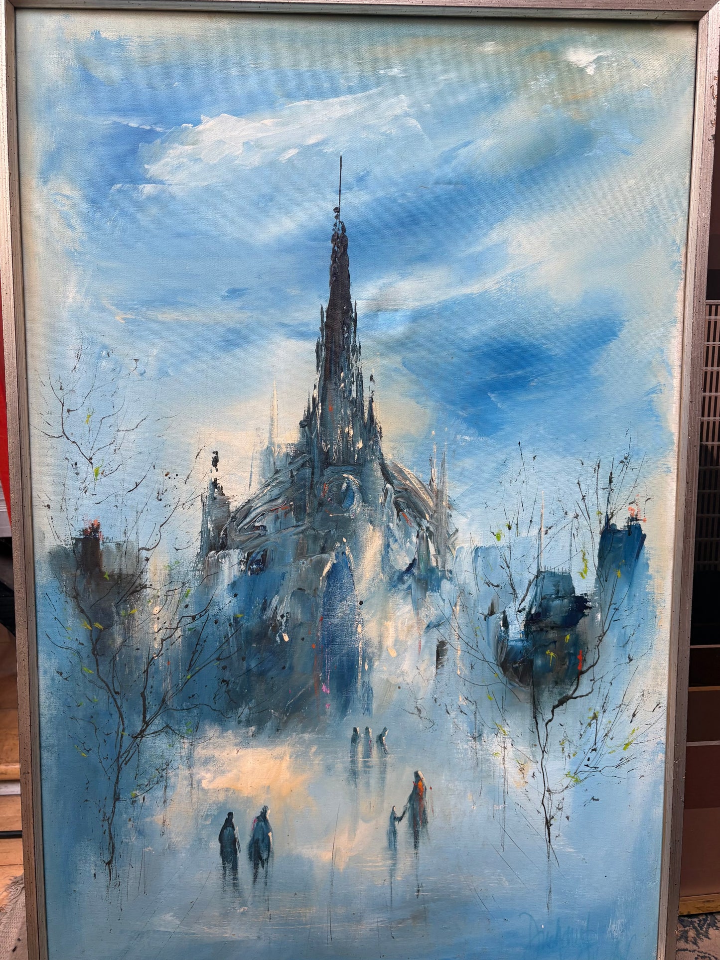 Signed Painting of Cathedral Street Scene