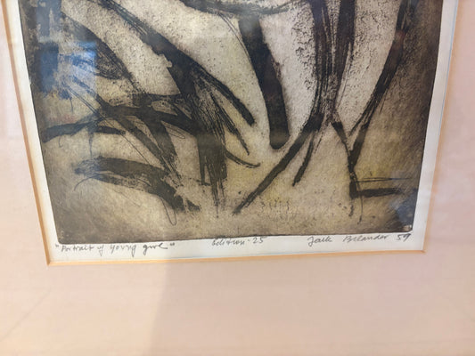 '59 Signed Jack Bilander "Portrait of a Young Girl" Etching Edition 25