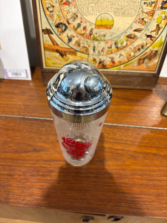 Vintage Cocktail Shaker With Cross Stitch Design