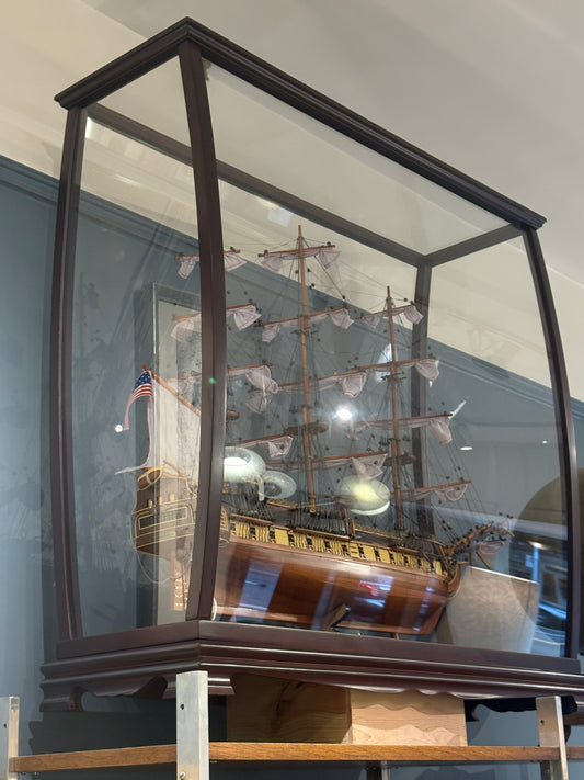 USS Constitution Model Ship in Large Display Case