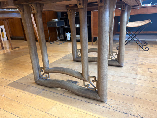 Asian Inspired Light Walnut Dining Table w/ 3 Leaves