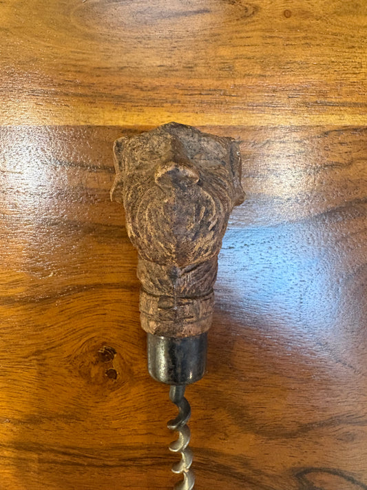 Vintage Syroco Carved Dog Head Corkscrew
