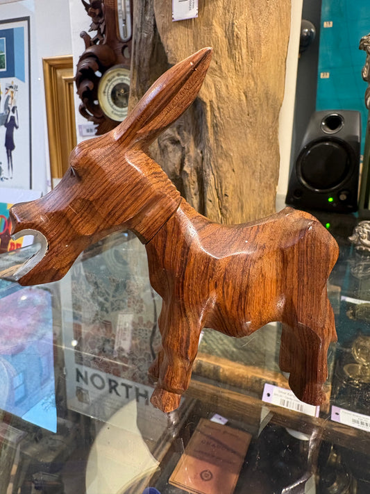 French Carved Wood Standing Donkey Corkscrew/Bottle Opener