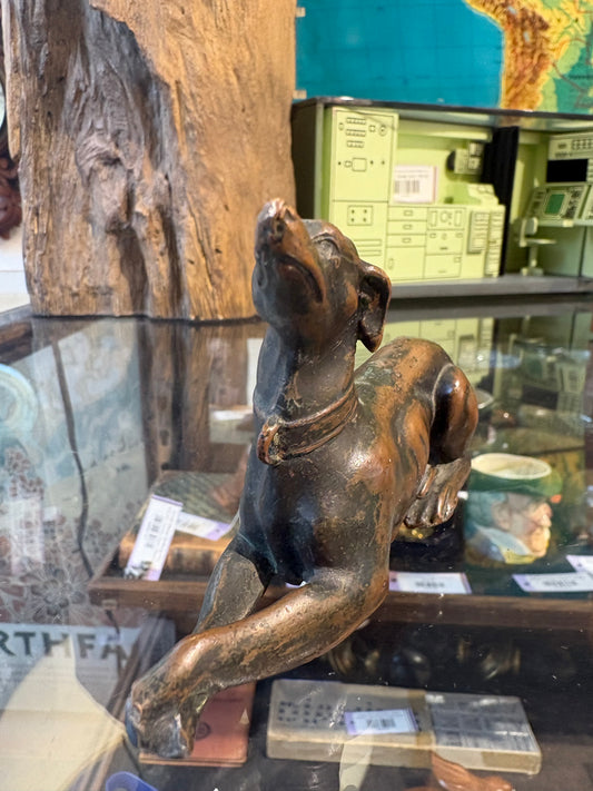Seated Metal Whippet Dog Figure