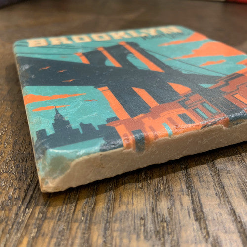 Color Brooklyn Bridge Single Marble Coaster