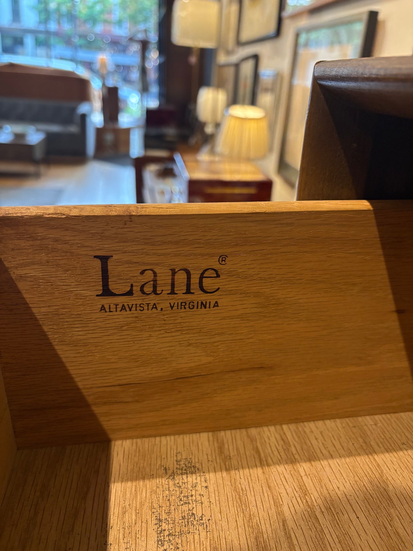 Lane Walnut 5 Drawer High Chest of Drawers with Wood Pulls