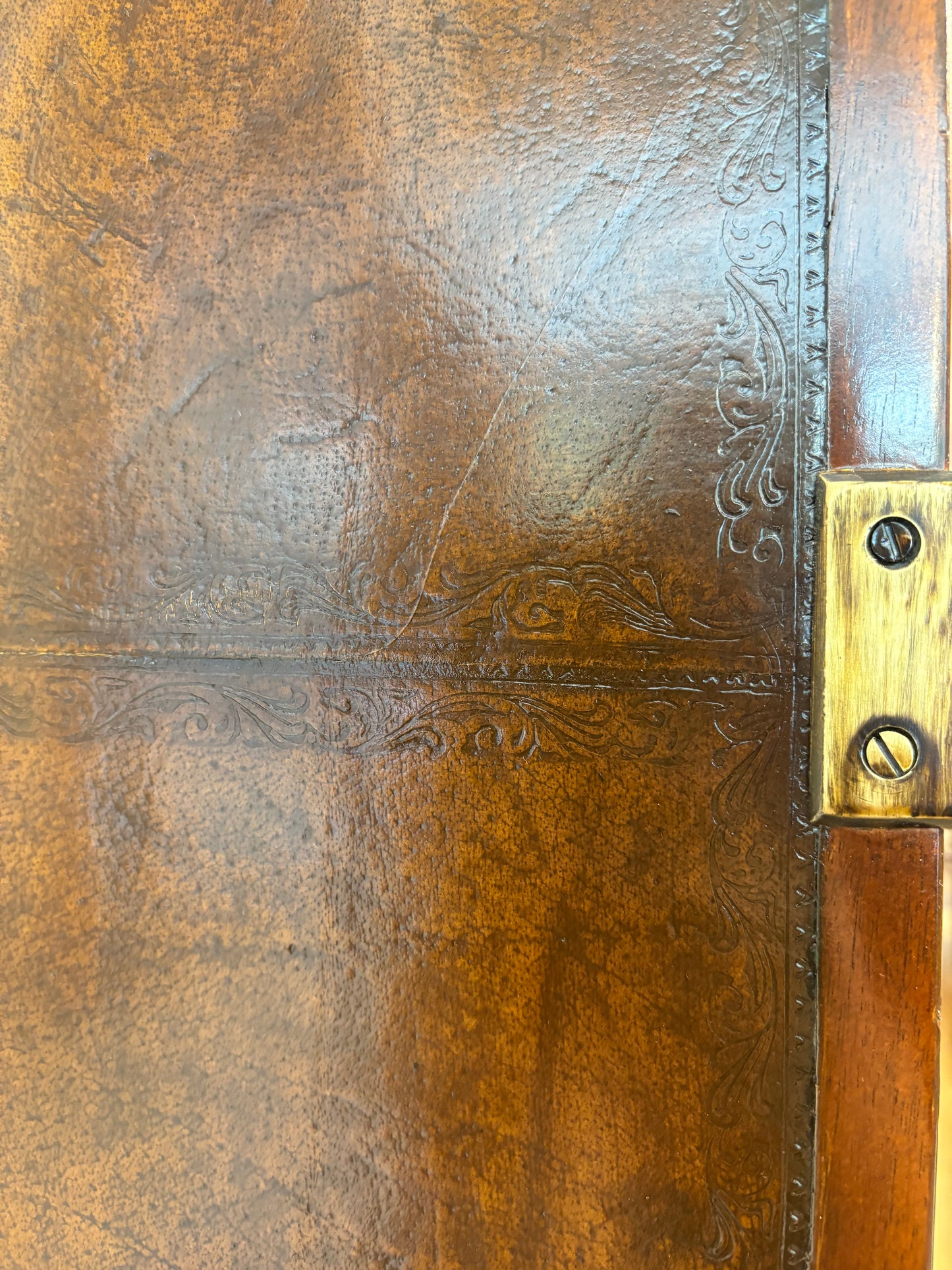 Wood and Leather Bookcase with Drawers by Theodore Alexander