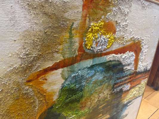 Signed Stokes "Sunset on Lake Huron" Mixed Media Painting