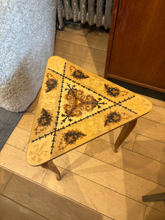 Lacquered Wood Triangular Side Table