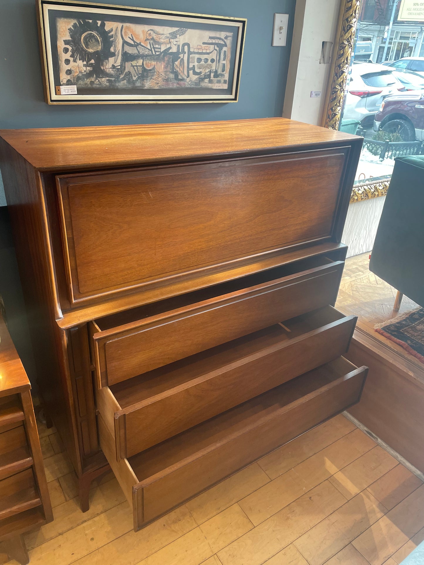 Walnut Highchest with Upper Drop-Front