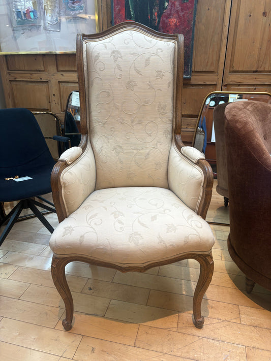 Tall Back Upholstered Armchair with 2 Round Pillows