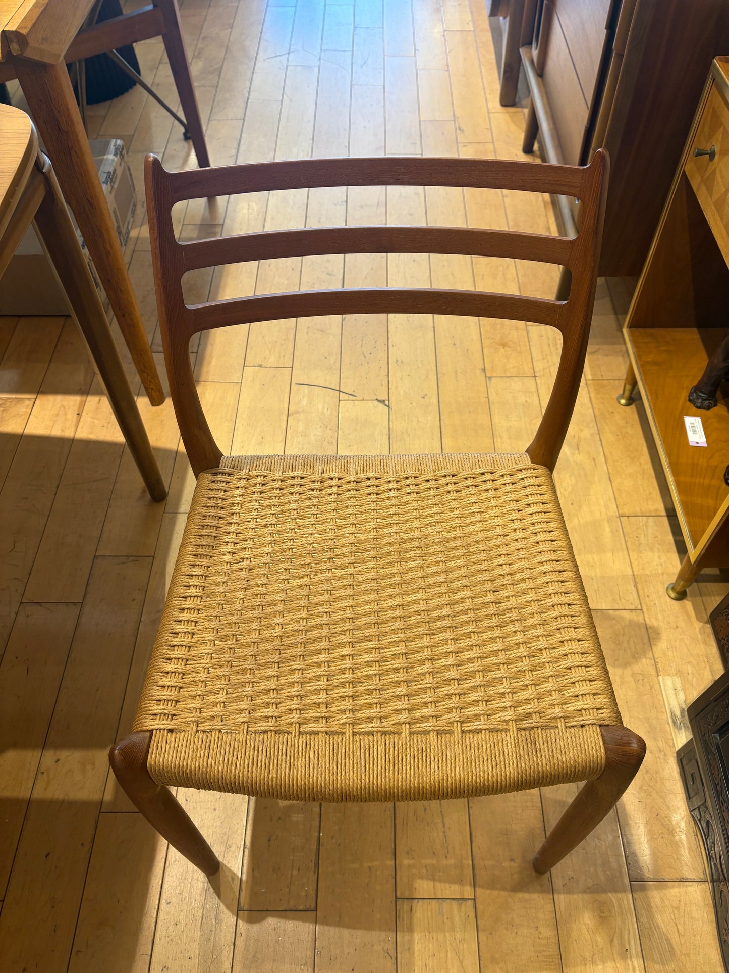 Pair of Danish Dining Chairs with Woven Wicker Seats