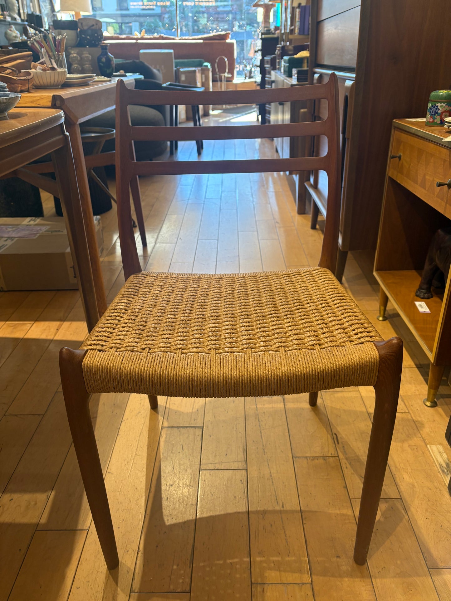 Pair of Danish Dining Chairs with Woven Wicker Seats