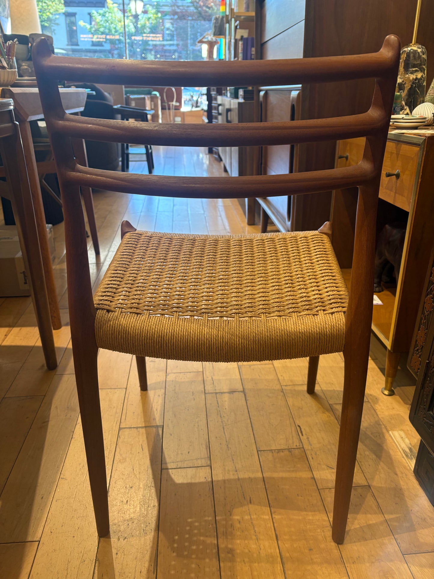 Pair of Danish Dining Chairs with Woven Wicker Seats