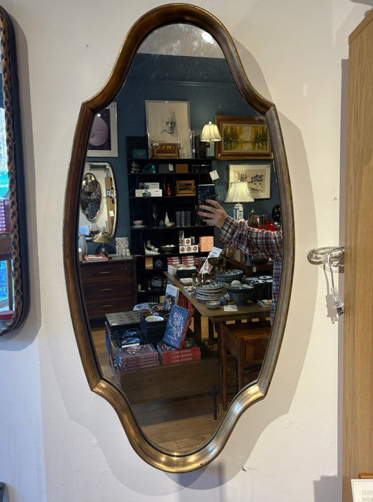 Long Geometric Oval Gold Mirror