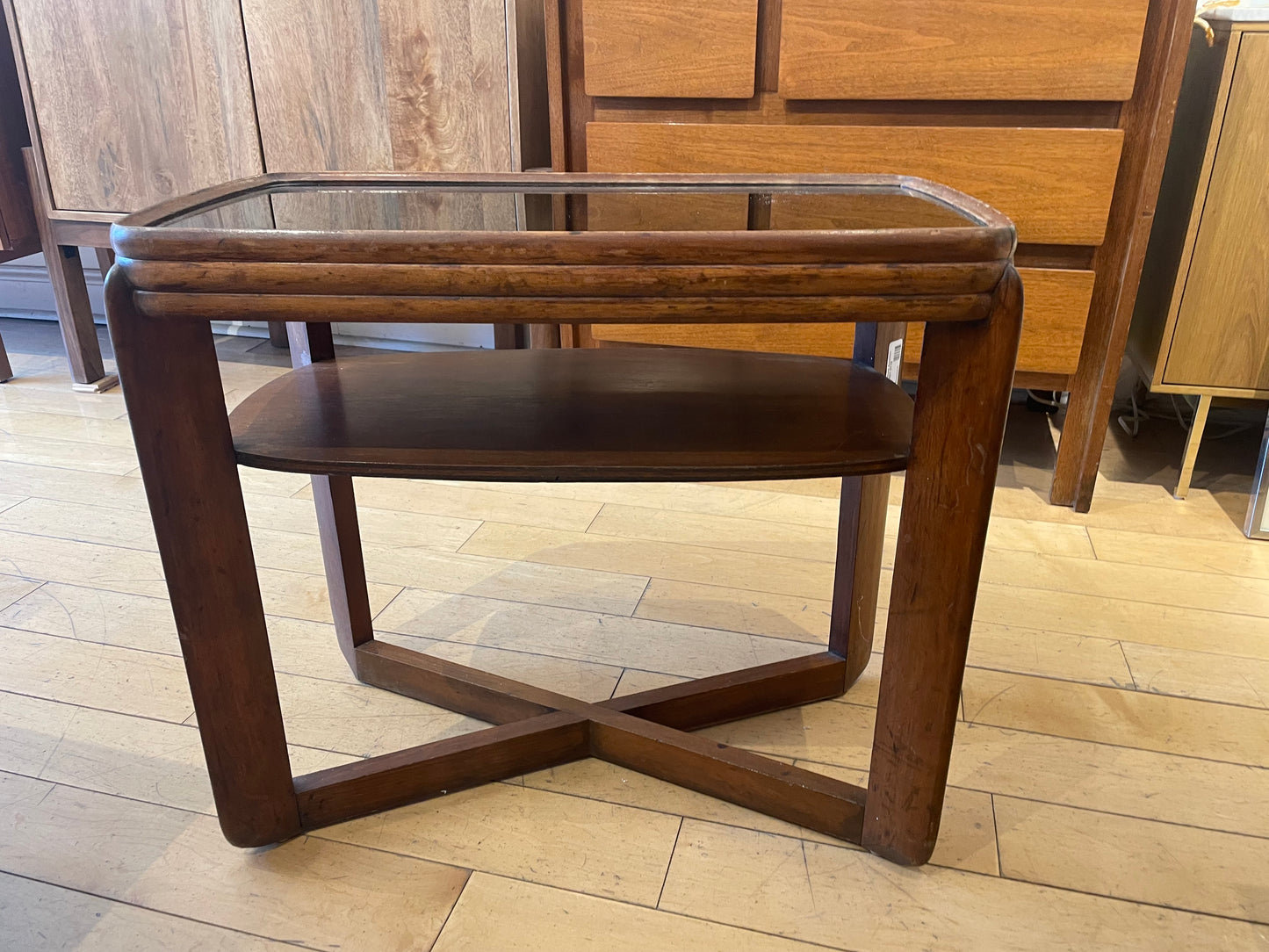 Art Deco Glasstop End Table