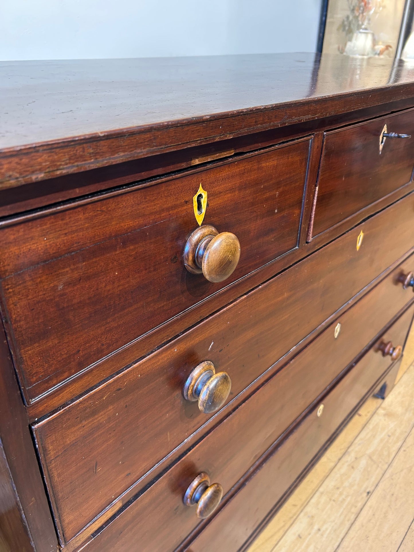 Antique Dresser with Round Knobs and Key