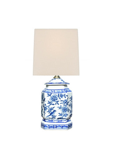 Blue and White Floral Hexagon Table Lamp