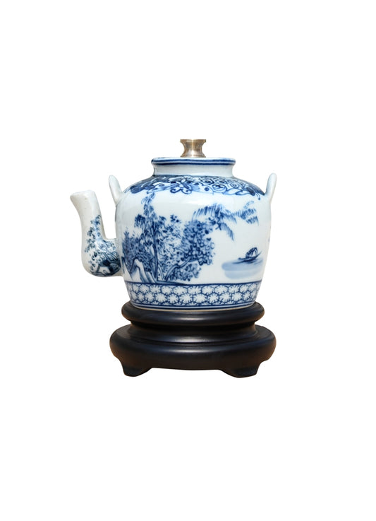 Tea Pot Lamp - Small Blue & White Porcelain