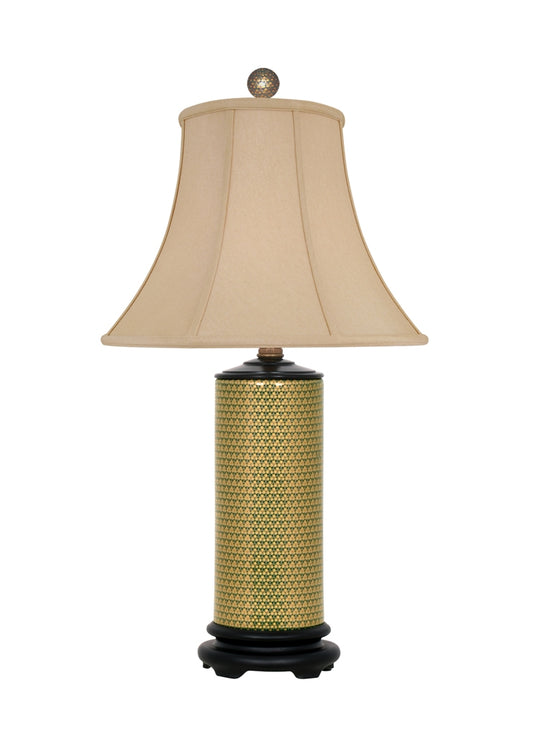 Tall Gold and Teal Cloissone Table Lamp