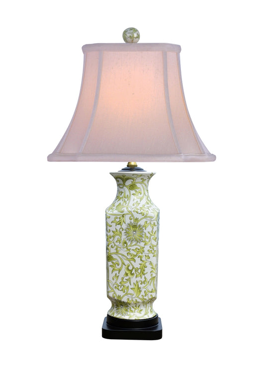 Large Green Floral Lamp