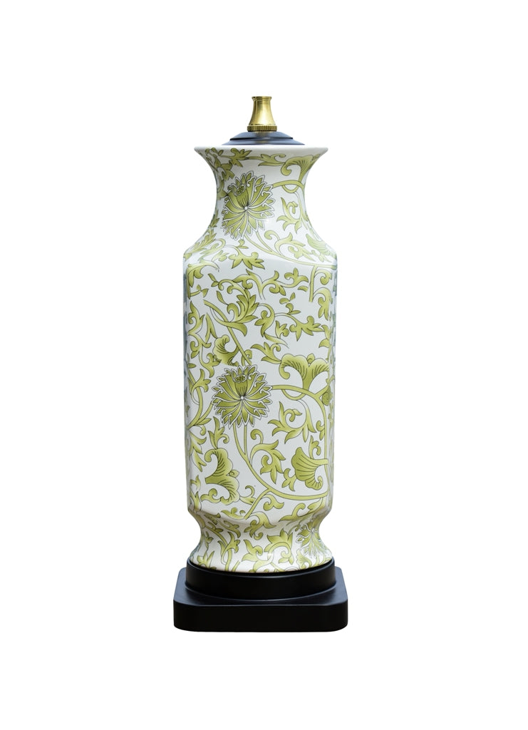 Large Green Floral Lamp