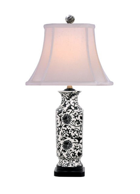 Black Floral Design Large Table Lamp