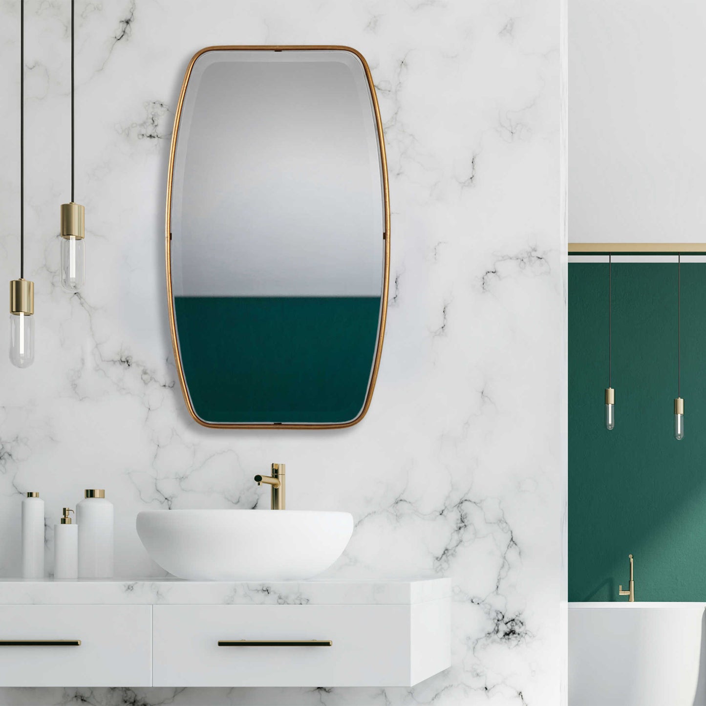 Beveled Gold Mirror: 21"w x 36"h